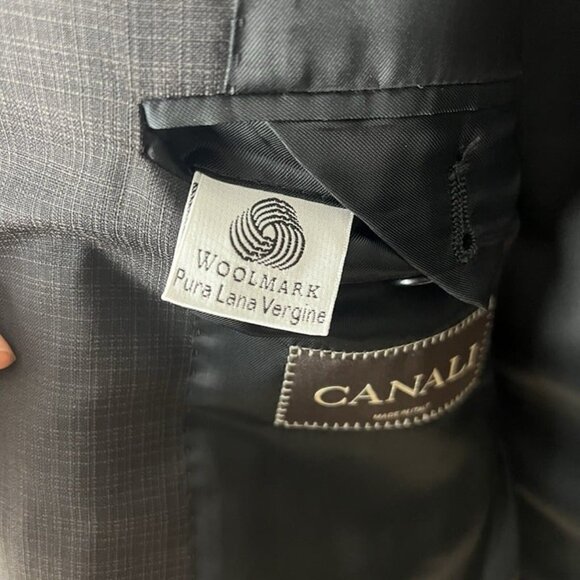 Canali Men 46L US Blazer Two Button Career Suit Jacket Gray Wool Made in Italy - Picture 7 of 12